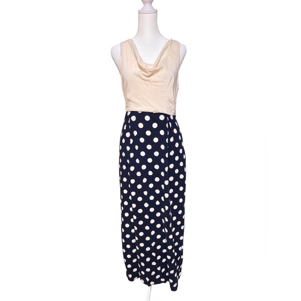 Moulinette Soeurs Anthropologie Dress Size 4 Cowl Neck Top, Polka Dot Skirt